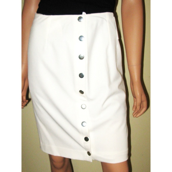 NWT Calvin Klein White Button Skirt - Picture 1 of 4